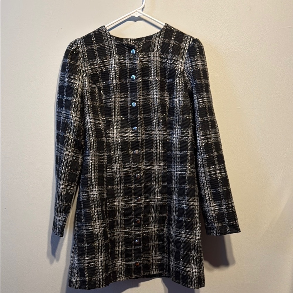 RIHOAS Black and White Long Sleeve Sheath Dress